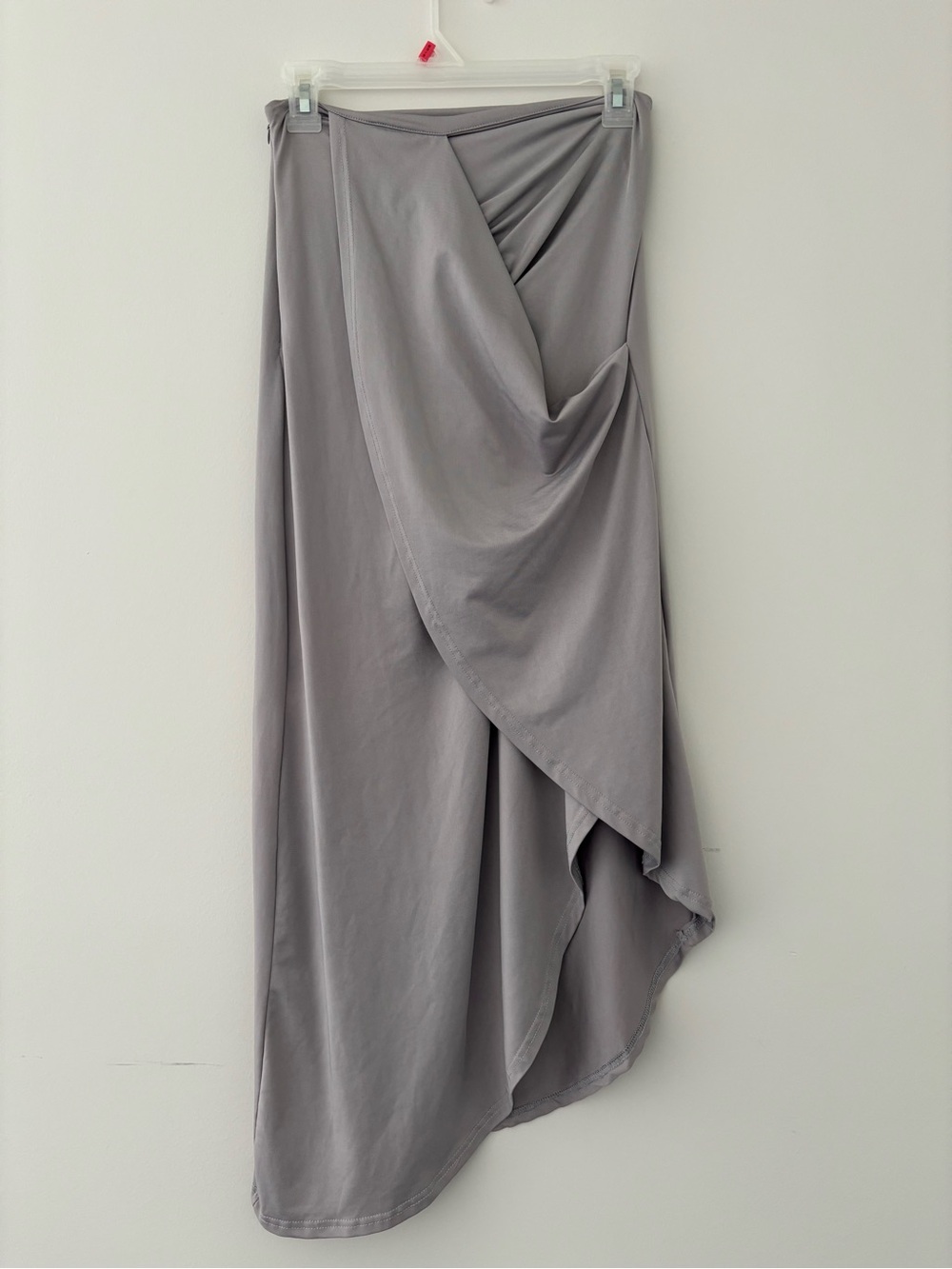 Draped Asymmetrical Midi Skirt - Gray